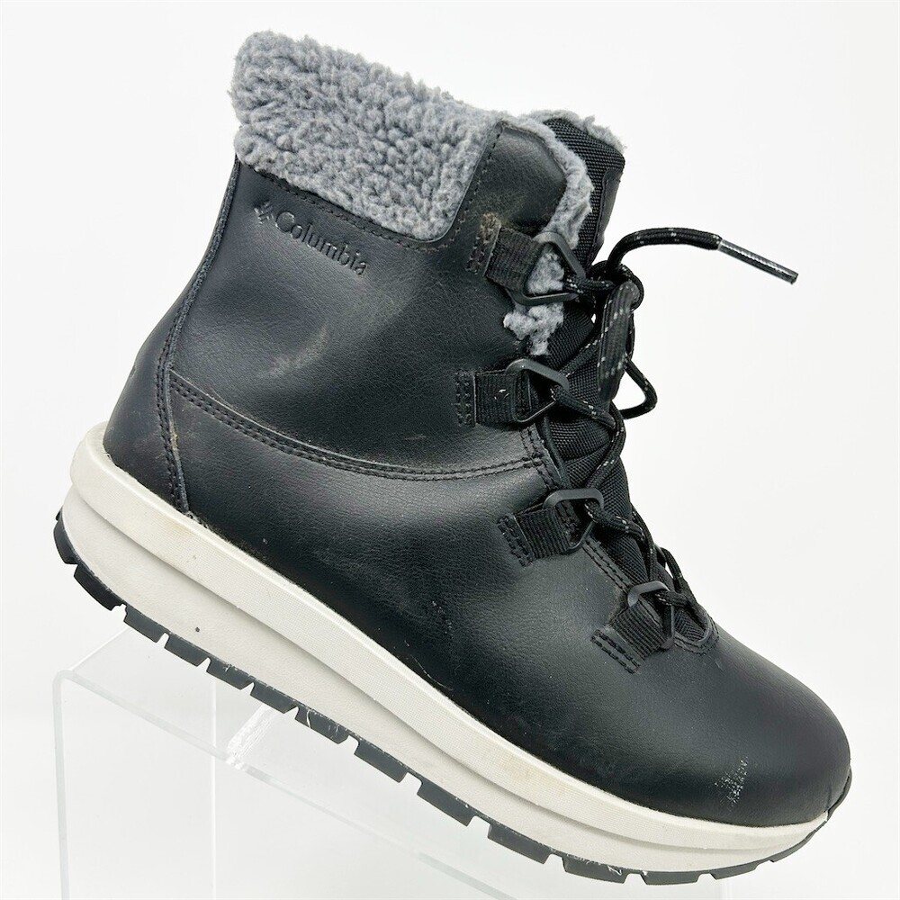 Columbia Moritza Snow Boots Black Gray Waterproof Insulated Lace Up Size 8